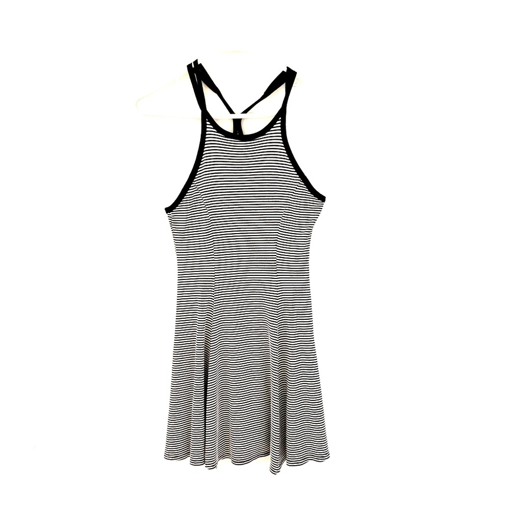 Black and white striped mini dress